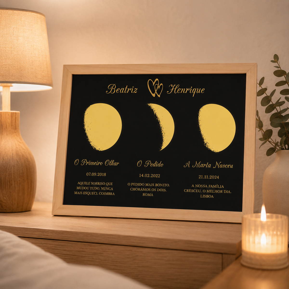 Quadro com Três Fases da Lua