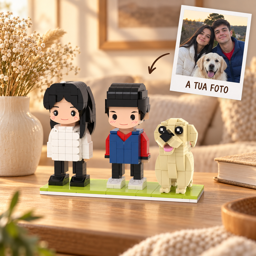 Figuras Personalizadas de Duas Pessoas com Cão