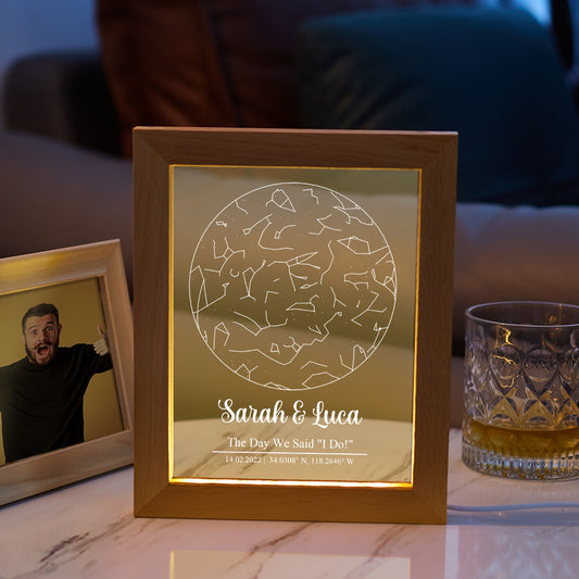 Candeeiro com o Mapa das Estrelas Personalizado