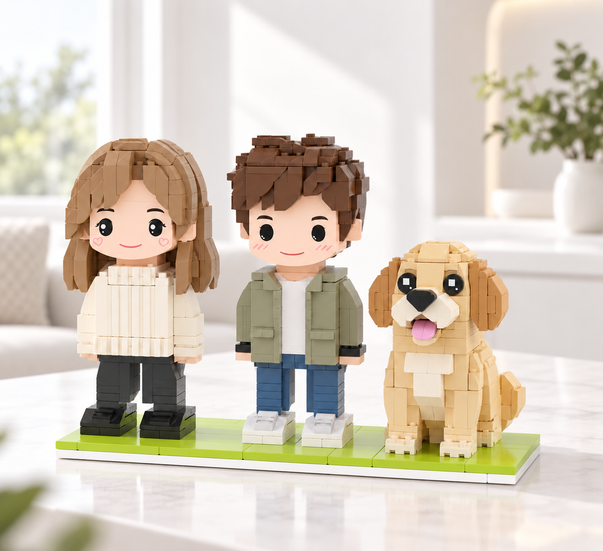 Figuras Personalizadas de Duas Pessoas com Cão