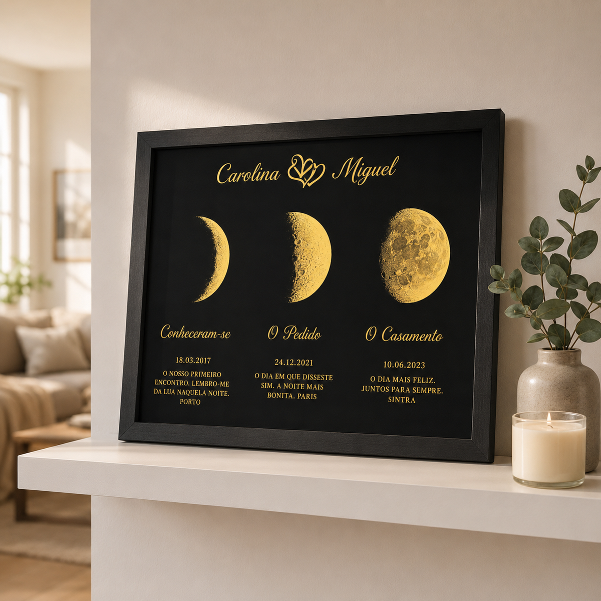 Quadro com Três Fases da Lua
