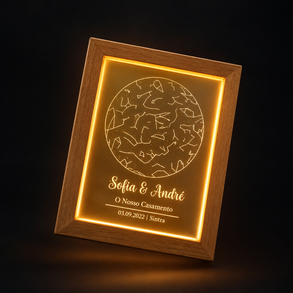 Candeeiro com o Mapa das Estrelas Personalizado