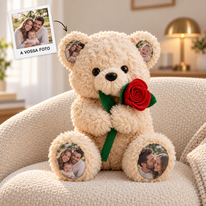 Peluche de Urso com Rosa