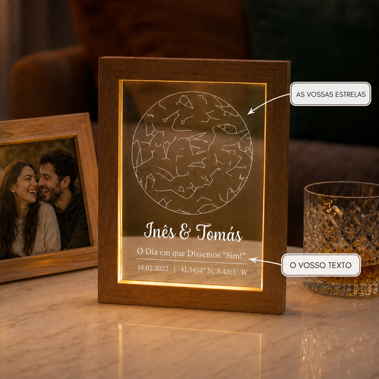 Candeeiro com o Mapa das Estrelas Personalizado
