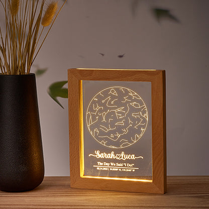 Candeeiro com o Mapa das Estrelas Personalizado