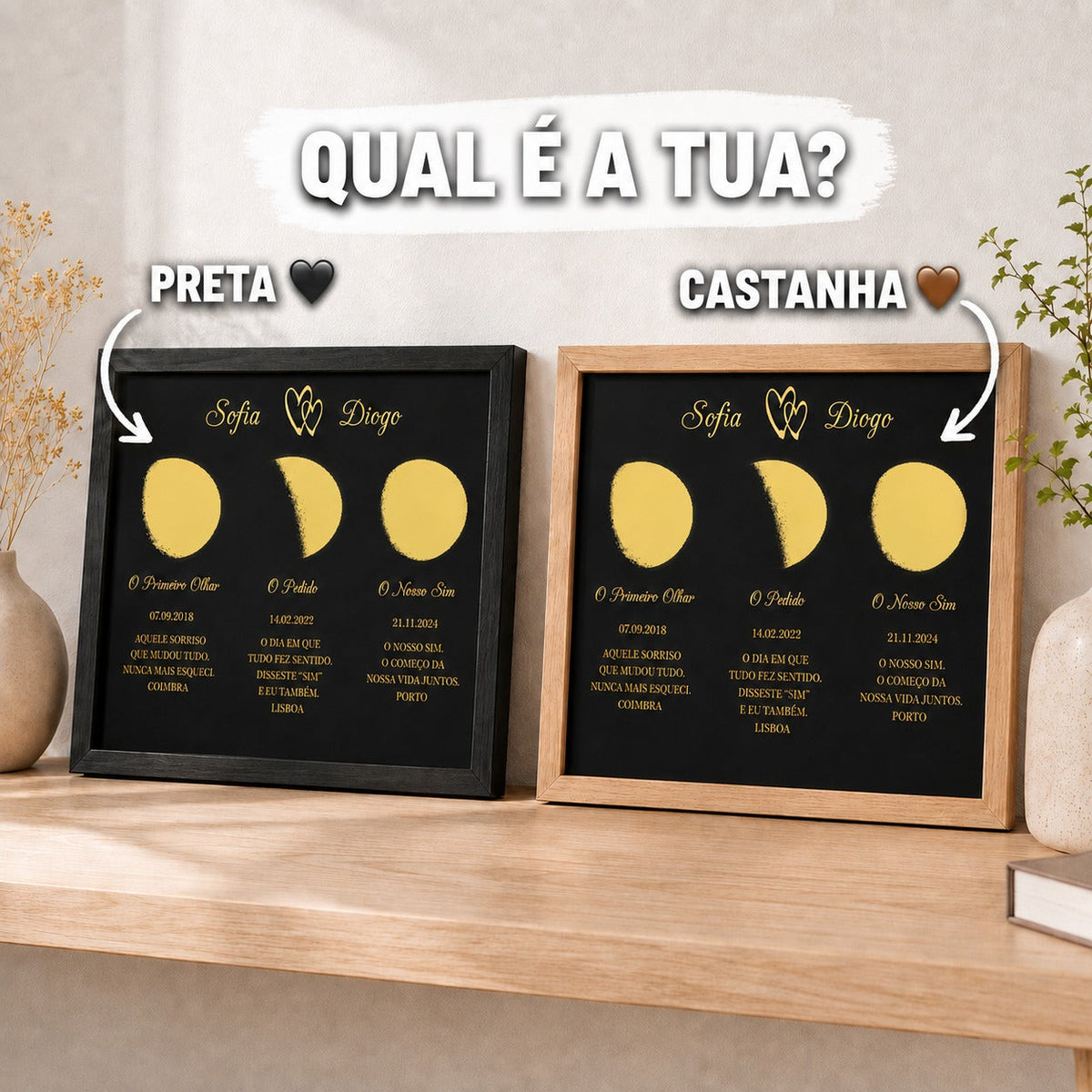 Quadro com Três Fases da Lua