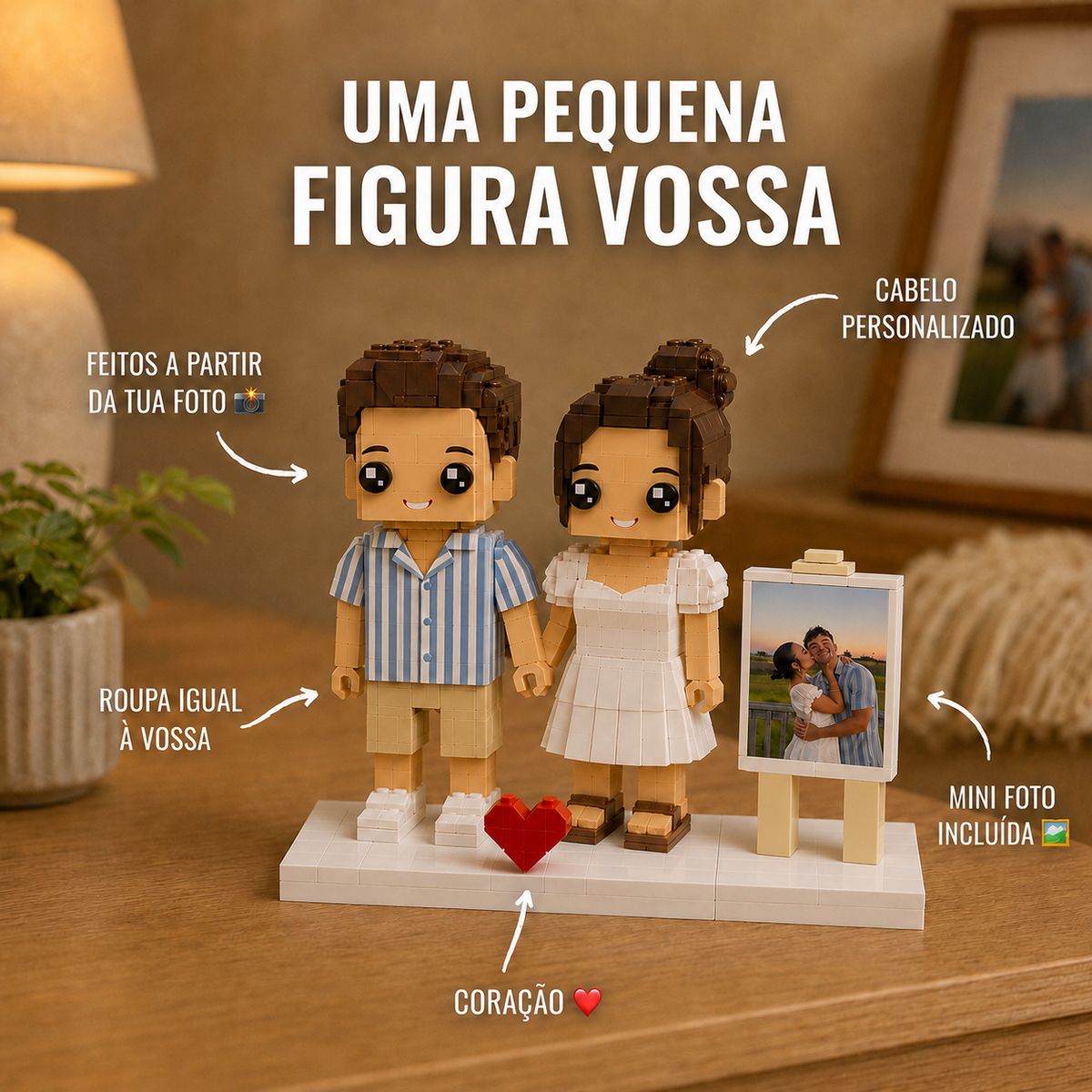 Figura Personalizada  com Fotografia de Duas Pessoas